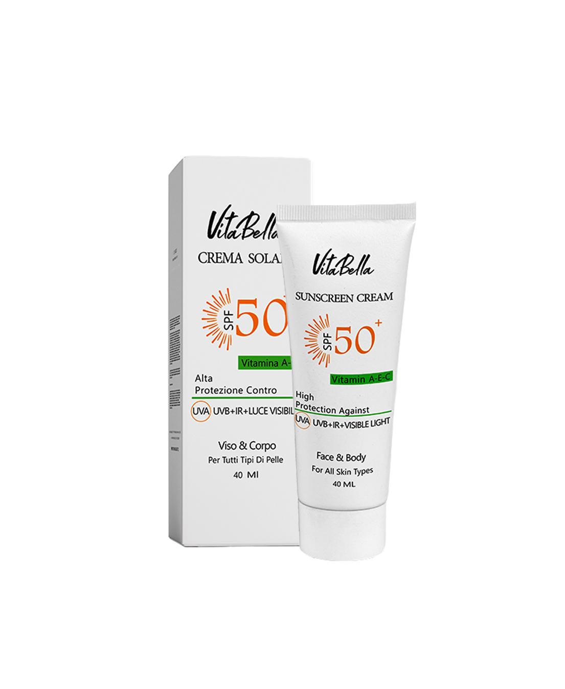 کرم ضد آفتاب SPF50 بی رنگ حجم ۴۰ میل ویتابلا
